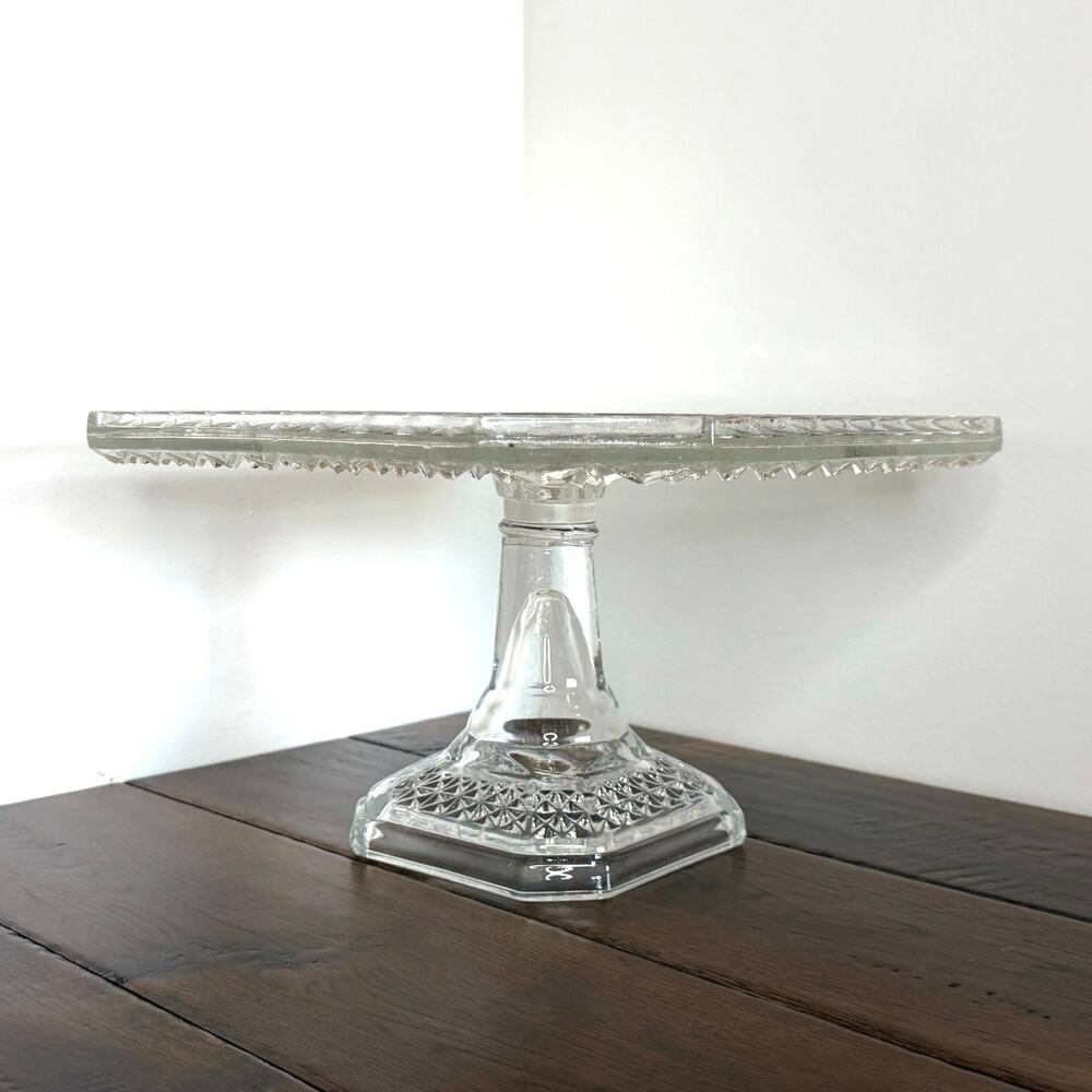 Antique EAPG Campbell Jones No. 83 Diamond Glass Pedestal Cake Stand or Salver